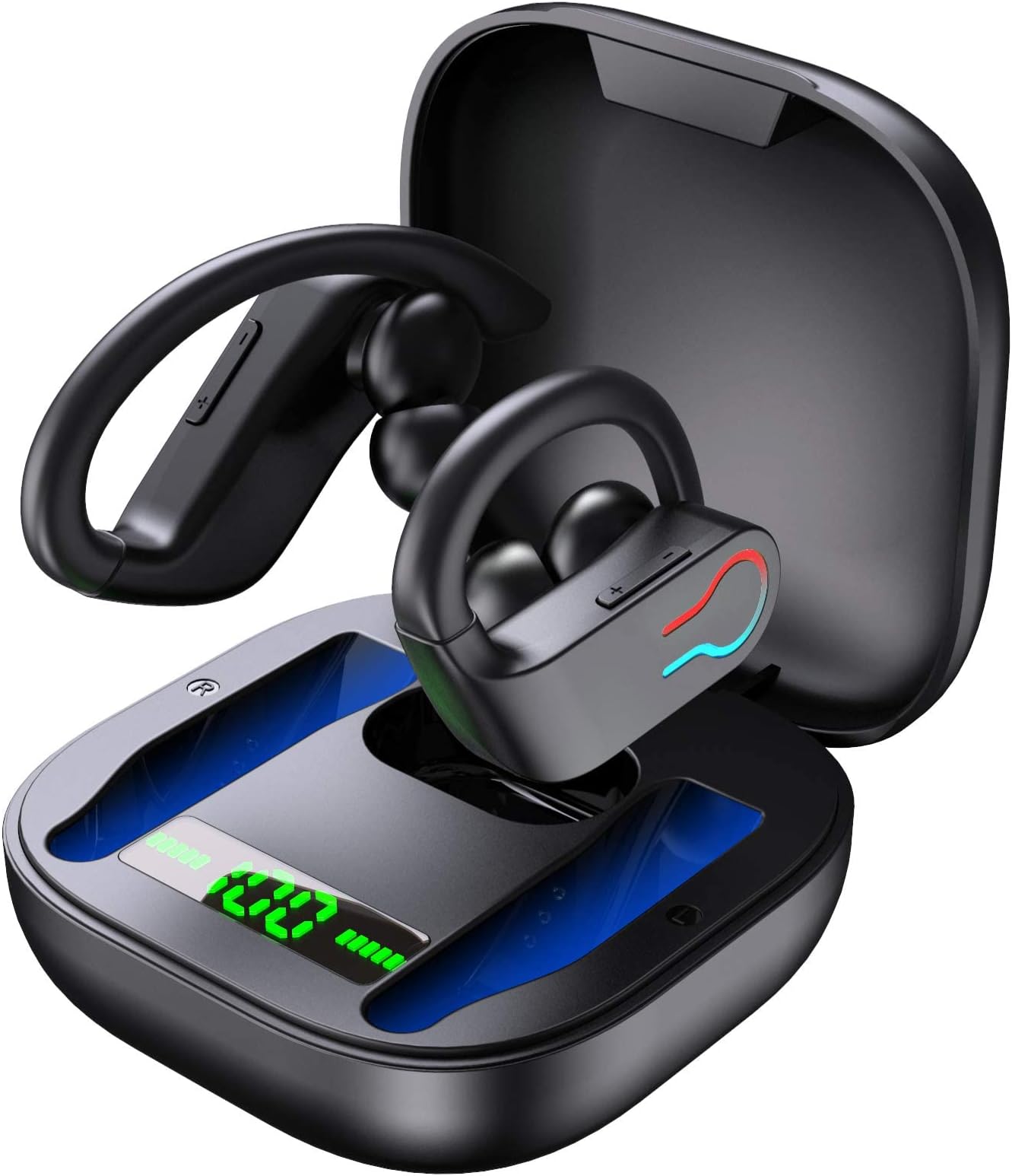 Donerton Wireless Earbuds, Bluetooth 5.1 Sport Headphones with Charging Case, 10Hours Single Playtime Earhooks Headset, Wireless Earphone 6D Stereo HiFi Sound Noise Cancelling for Working/Travel/Gym