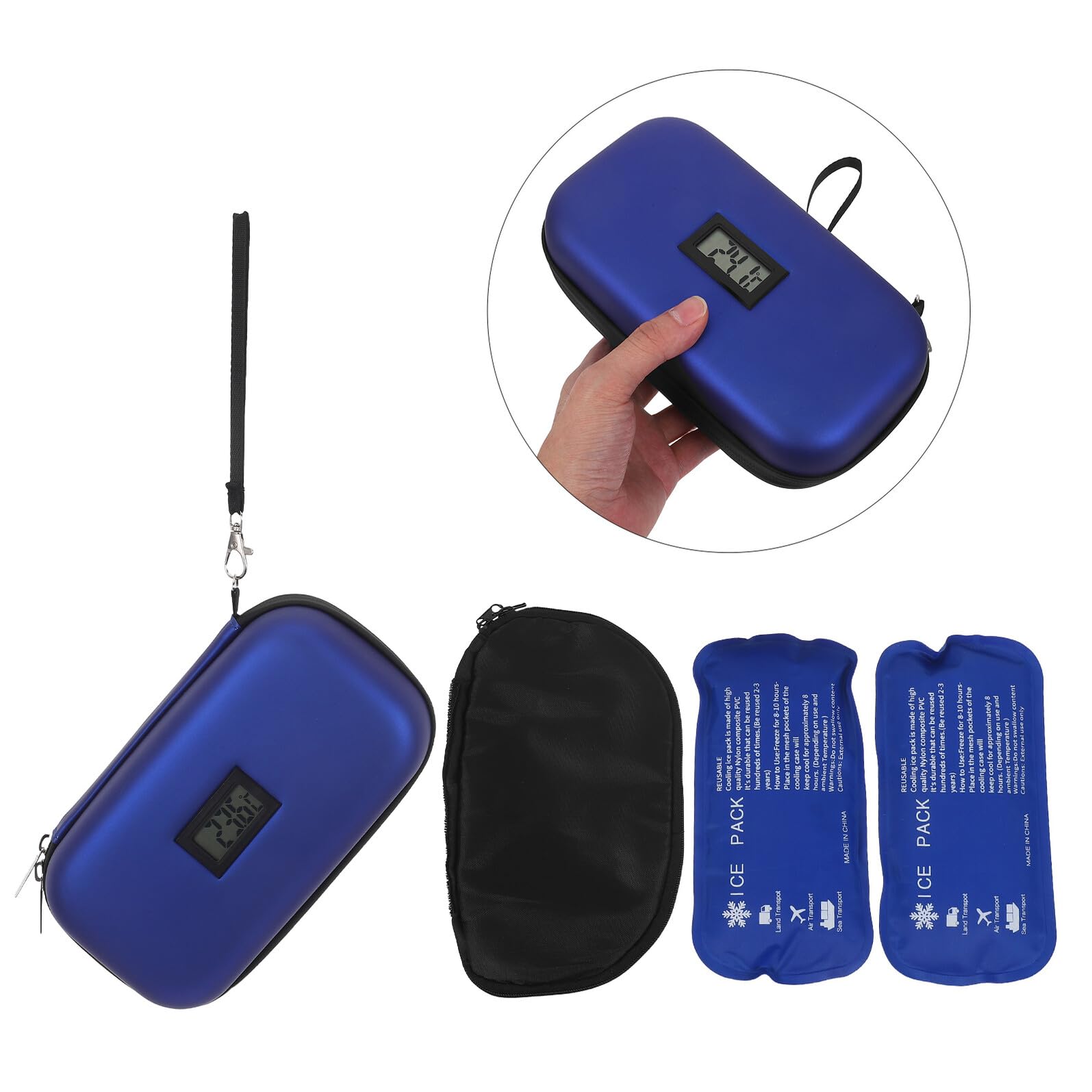 Bolsa Térmica Portátil para Insulina con Compartimentos Internos y Material Eva Resistente, Adecuado para Viaje y Almacenamiento Seguro con Paquetes de Hielo Incluidos