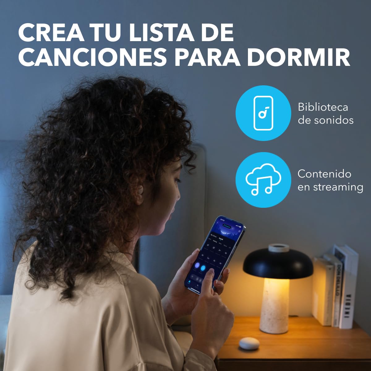 Soundcore Sleep A20 Auriculares para Dormir con Bloqueo de Ruido | Diseño pequeño para dormir de lado, 80 h de autonomía, Bluetooth 5.3, monitor del sueño y alarma personal