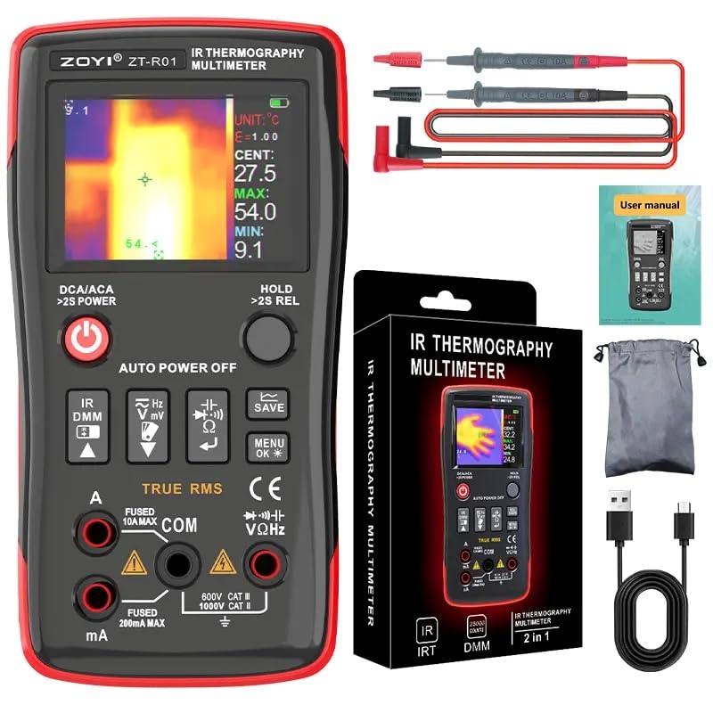 Infrared Thermal Imager R01 Thermal Imager and Multimeter 2 in 1 Infrared Thermometer and Electrical Tester for Electricians(R01 KitII)