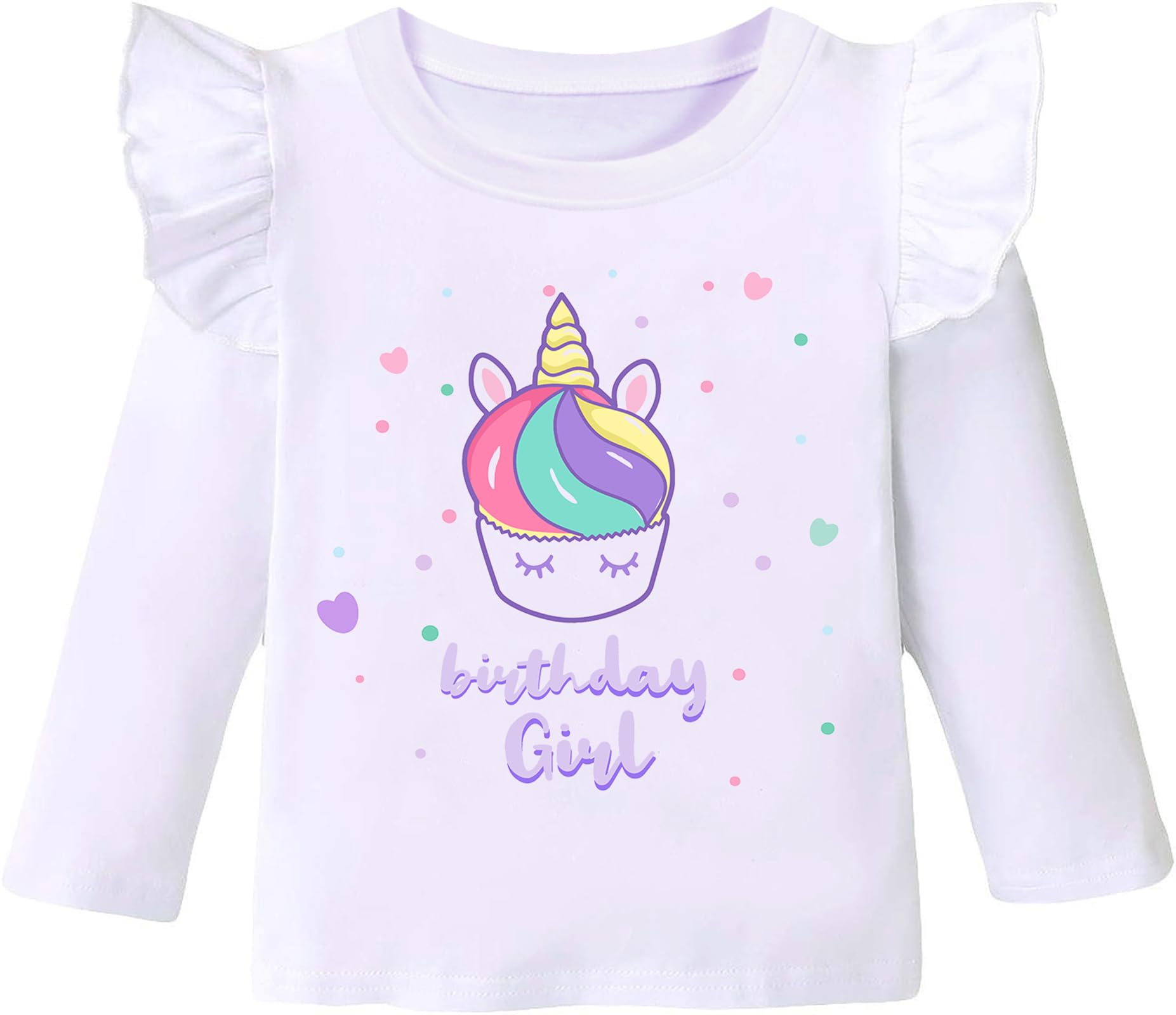 DHASIUE Geburtstag Mädchen Shirt Kleinkind Baby Mädchen Einhorn T-Shirt Geburtstag Tee Outfit Fliege Langarm Top Kleidung