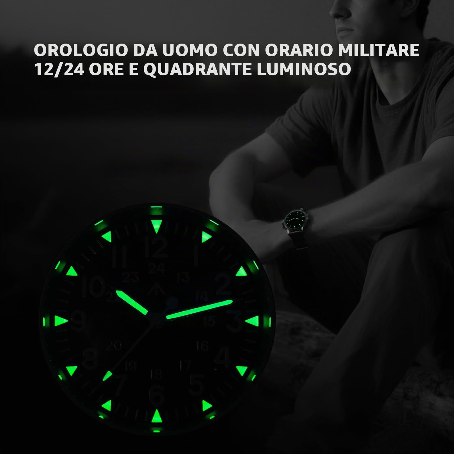 Militado ML05 ML05B 38mm Orologi Campo Vintage Per Uomini, Movimento Seconda Continua VH31/515/Miyota Super 2035 Quarzo, Vetro Zaffiro Bombato Rivestimento AR, Super Luminescenza C3, 100M Impermeabile