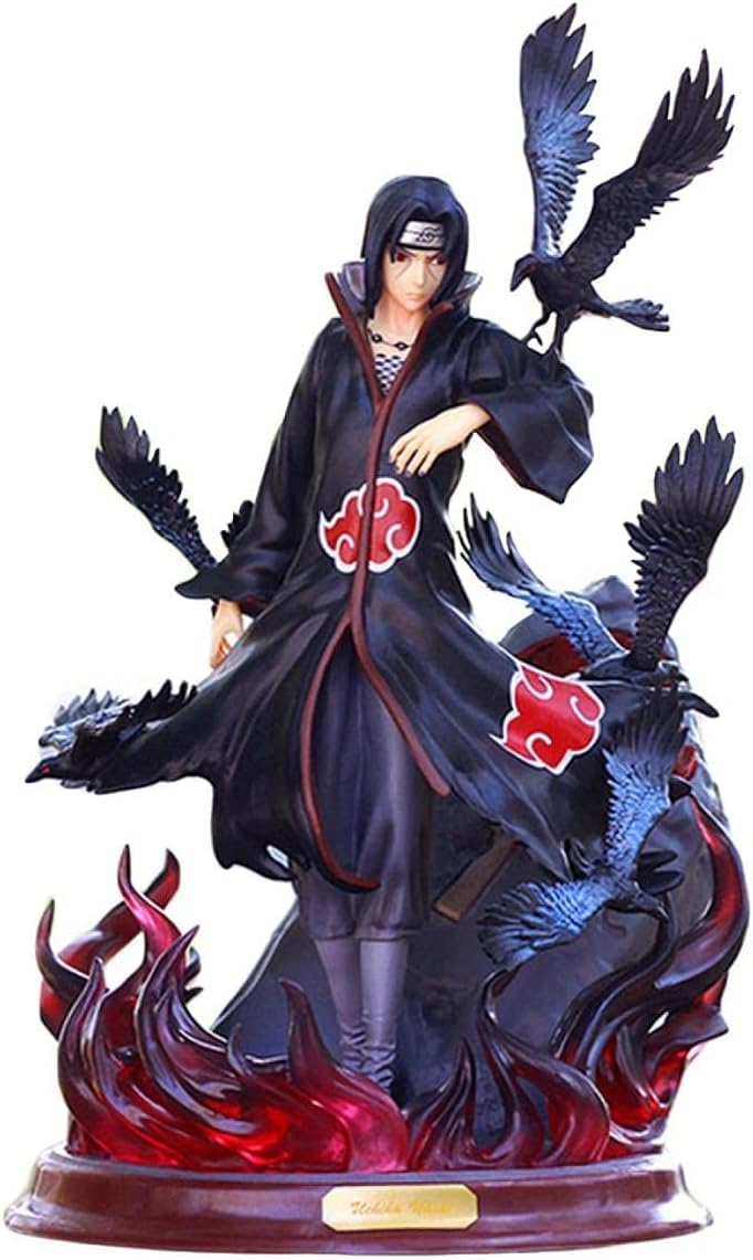 Trunkin Rubber Uchiha Itachi Pvc Action Figure Toy | Uchiha Itachi With Crow Collectible | Model Toy Figurine - 25 Cm, Blue, Red-picture-26