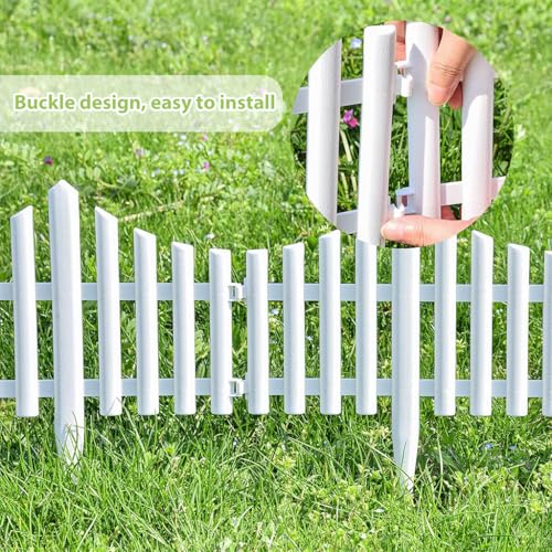Image of HASTHIP 4Pcs Outdoor Garden Fence Border, 60x33.5cm Garden Edging Fence Decorative, PVC Plastic Garden Picket Fence Panel, White Decorative Fence for Garden, Decorative Fencing for Pathway, Yard
