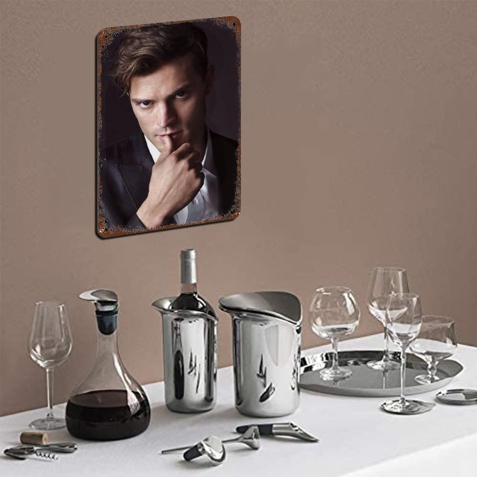 Attore Jamie Dornan 2 cartelli in metallo vintage Pub Club Cafe Bar decorazione da parete poster retrò 20 x 30 cm