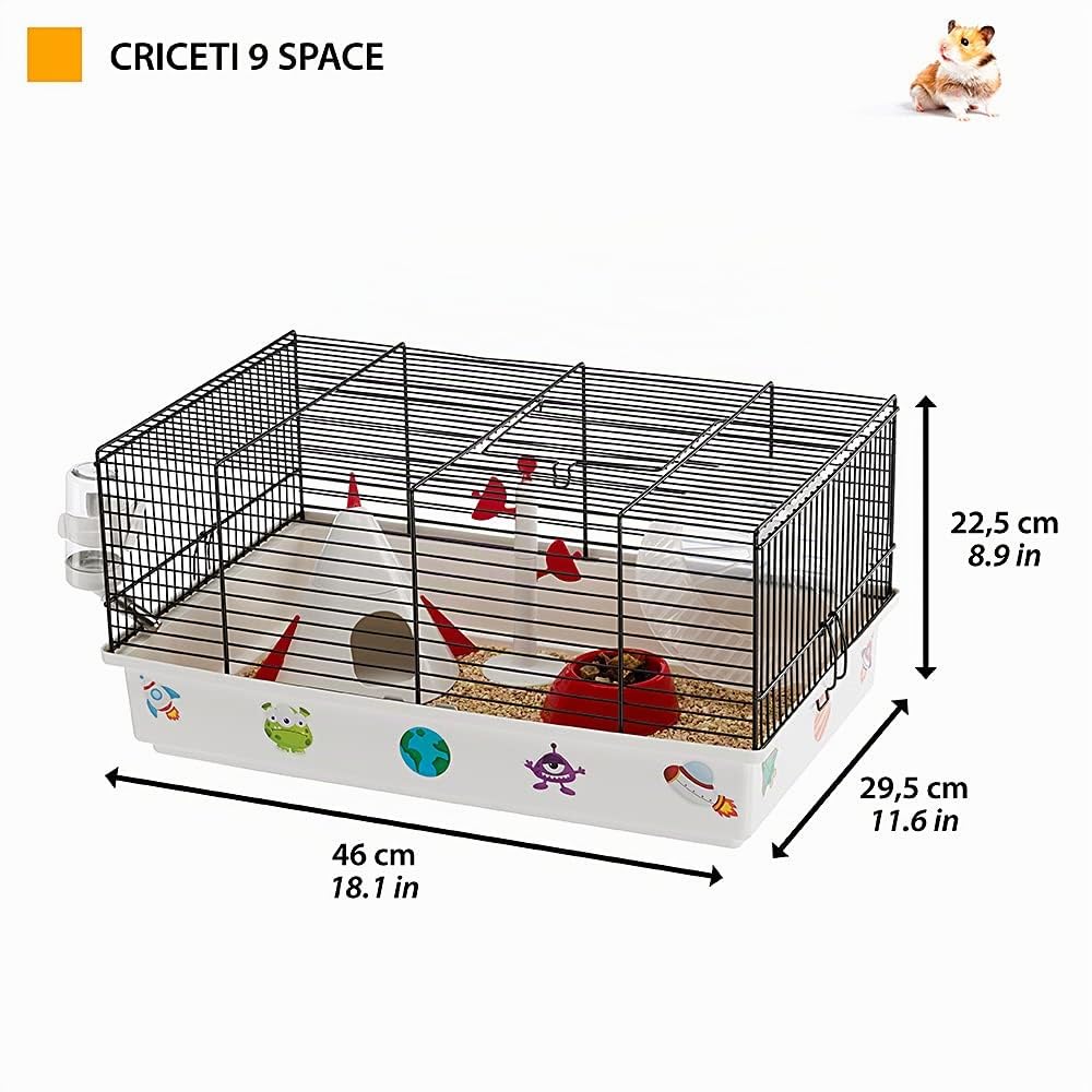 Ferplast Hamsterkäfig, Nagerkäfig SPACE, Kleintierkäfig, Hamsterzubehör inklusive, 46 x 29,5 x h 23 cm.
