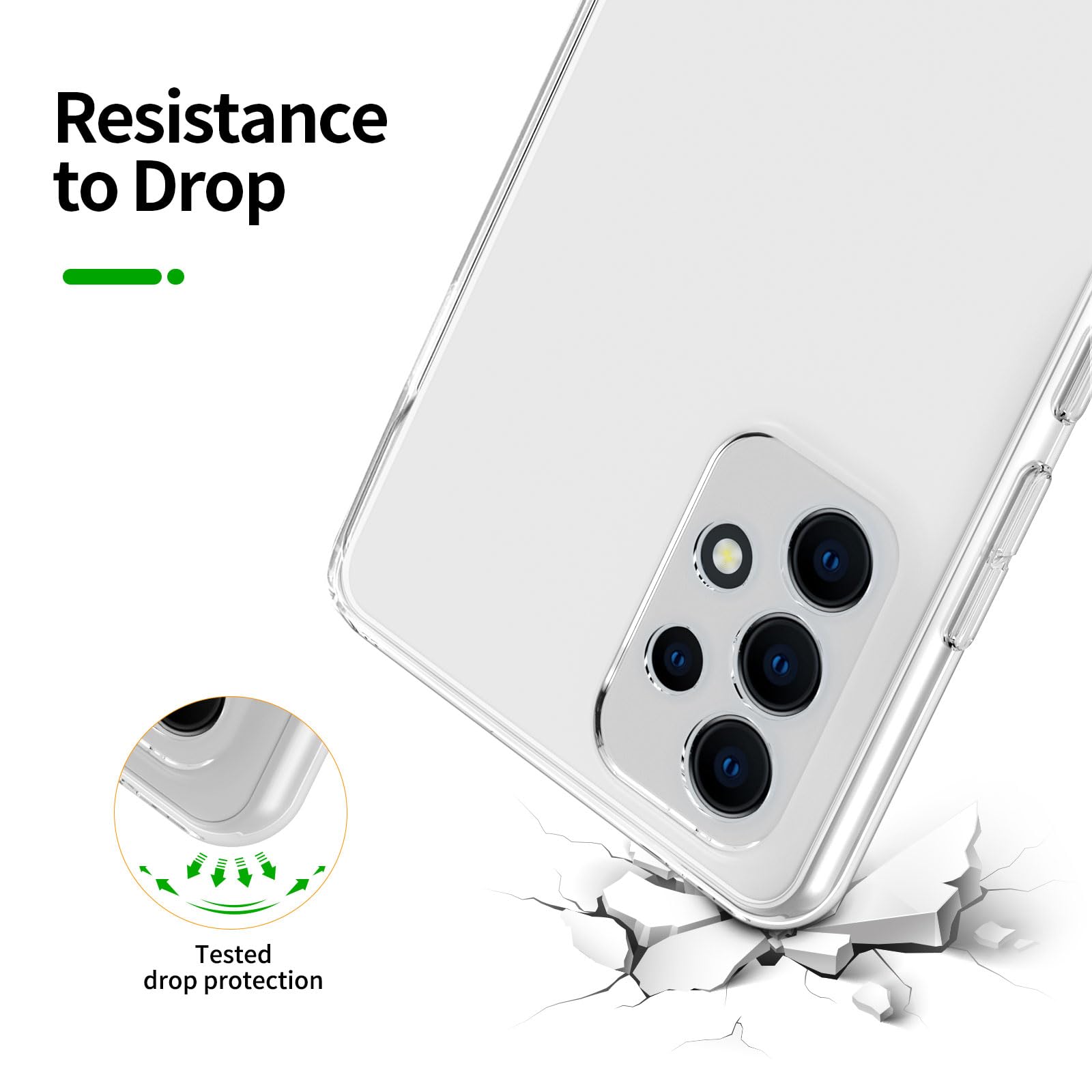 NEW'C Cover per Samsung Galaxy A52 5G A52s 5G Ultra Trasparente Silicone Gel TPU Morbido e 2 × Vetro Temperato per Samsung Galaxy A52 5G A52s 5G Pellicola Protettiva Schermo - Vista 5