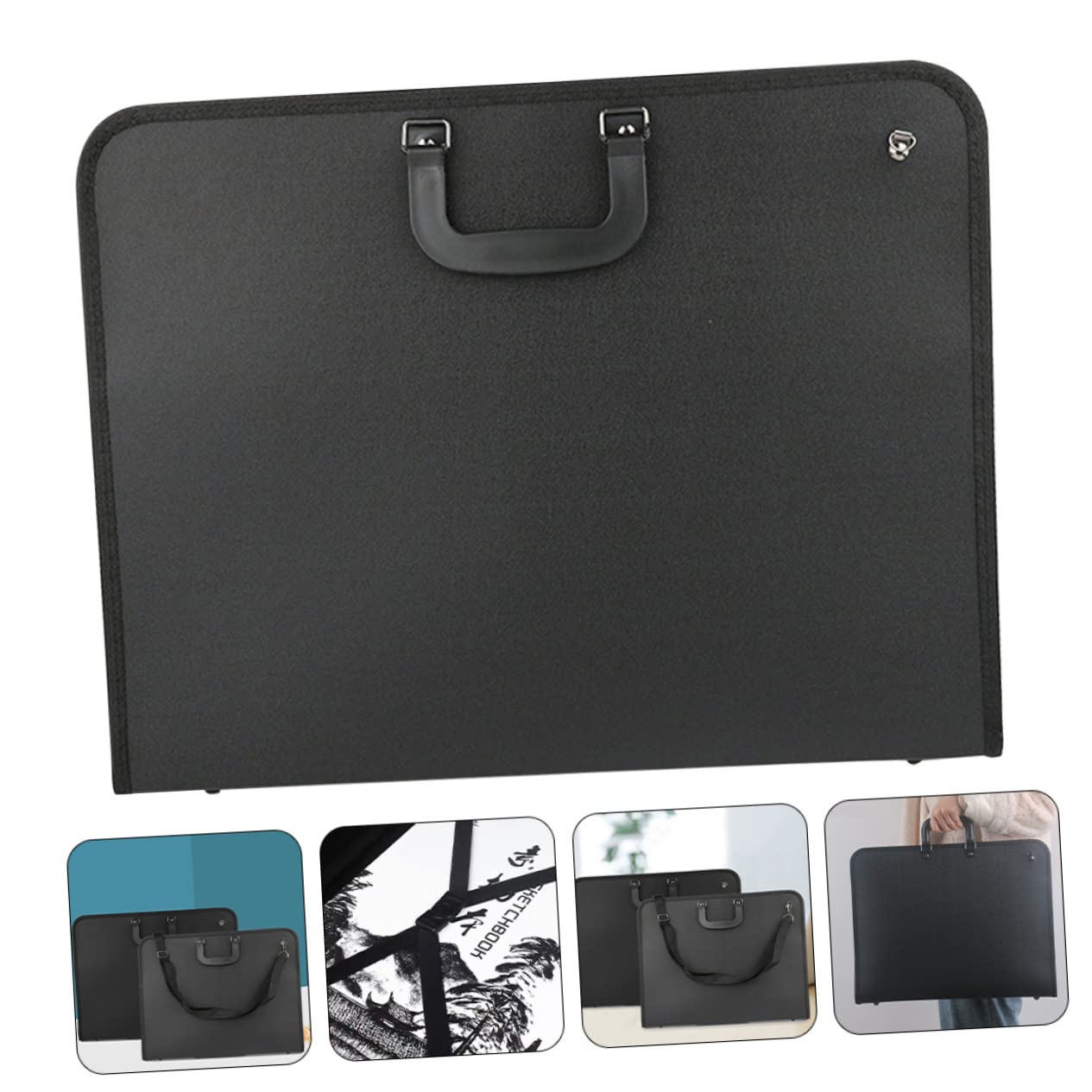 SHINEOFI Carpeta Dibujo para Artistas, Bolsa de Almacenamiento de Arte Negra en Tejido Oxford 600d, Ligera Asa, Adecuado para Transportar Obras