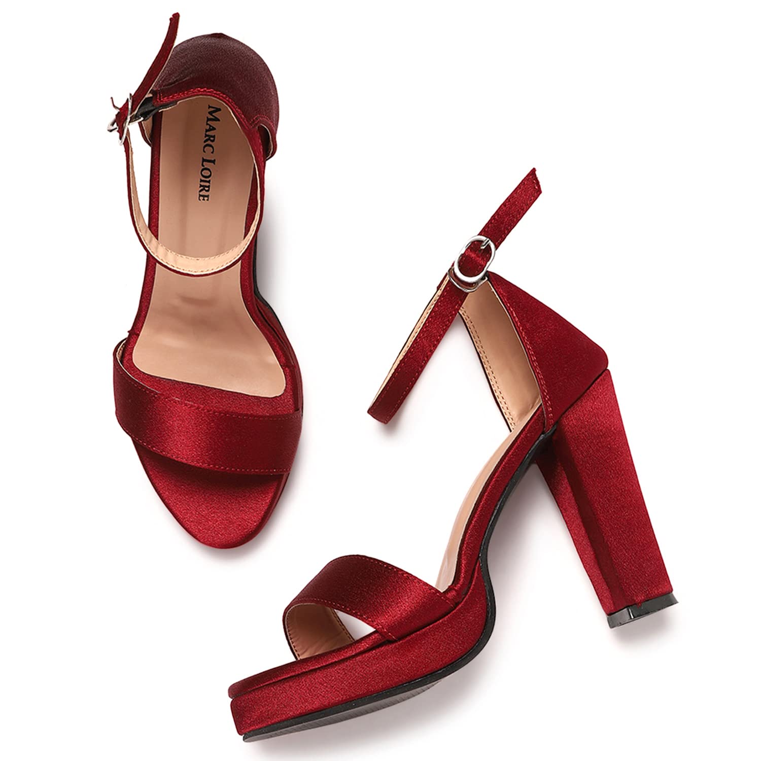Marc Loire Womens Maroon Comfortable Block Heel Fashion Sandals for Party and Formal Occasions, UK 4 (B09JC2YQ61) Amazon Price History, Amazon Price Tracker