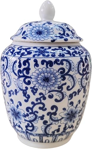 Azucarero con tapa, pequeño recipiente de cerámica de porcelana azul y blanca vintage para barra de café, decoración de mostrador de cocina,