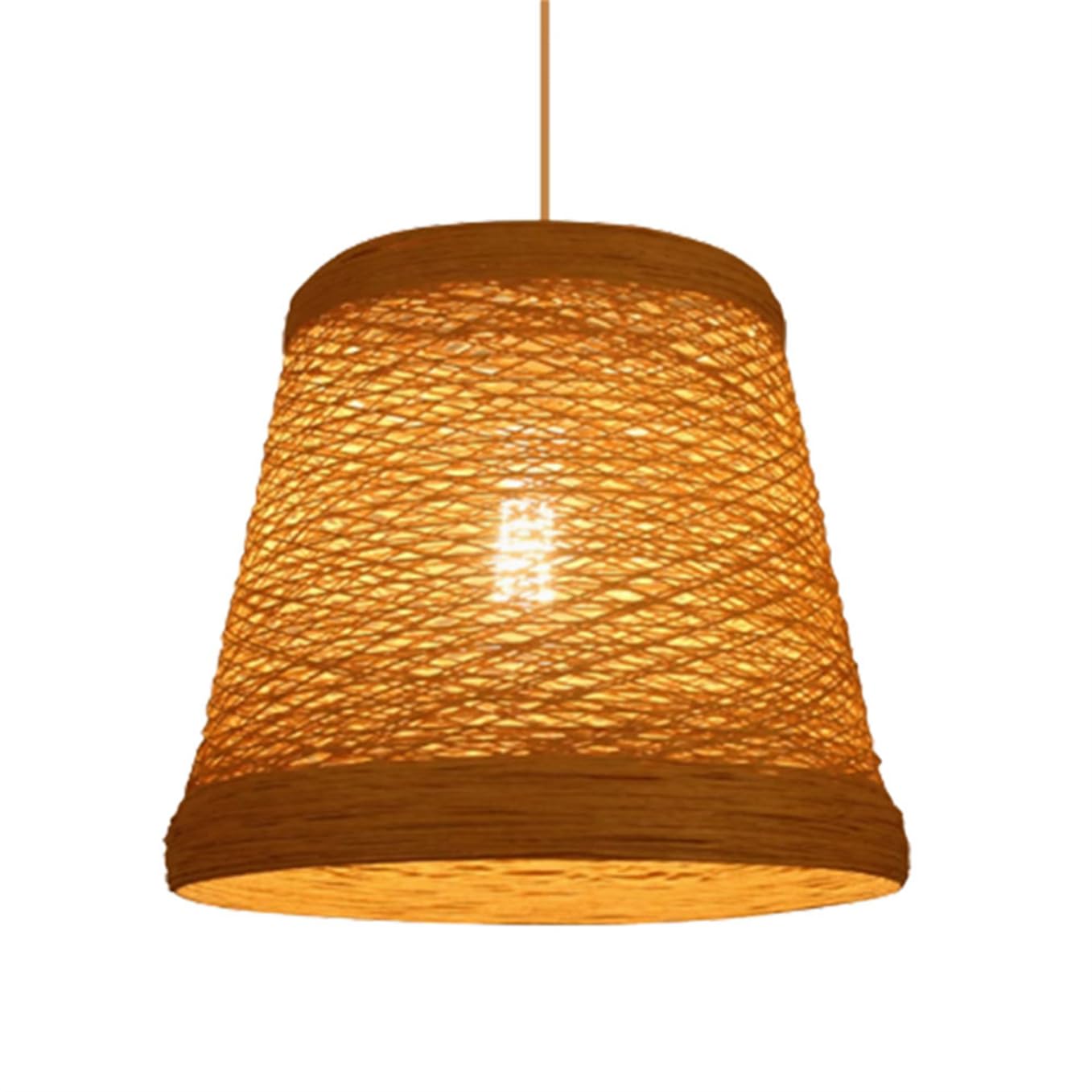 LQZCXMF Boho Rattan Basket Lamp Shades 11.8'' Rustic Wicker Lantern Pendant Lights Japanese Pendant Light Fixtures for Kitchen Island Ambient Lighting for Dining Bedroom Farmhouse Foyer Hallway