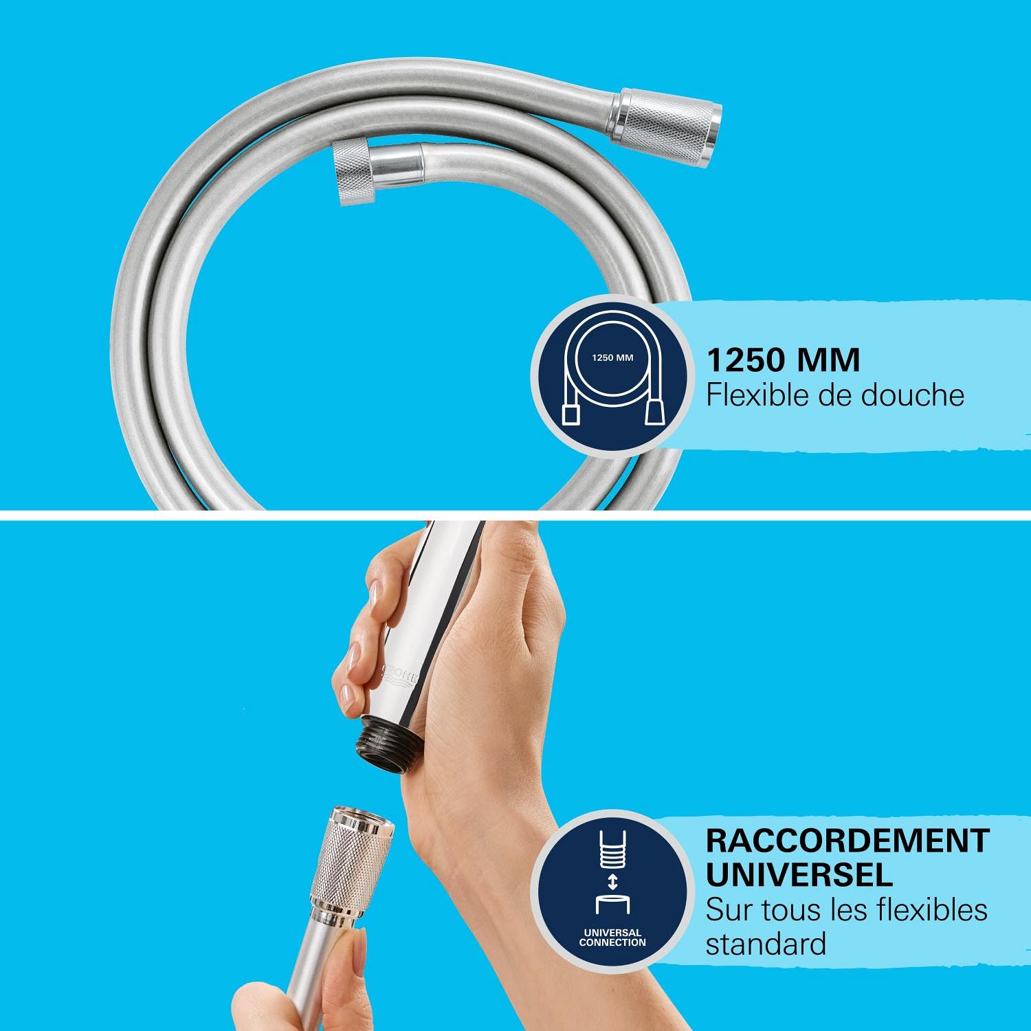 GROHE Vitalio Trigger Spray 30 Ensemble Pommeau de Douche (Douchette hygiène intime avec gâchette 1 jet, Support mural, Flexible de douche SilverFlex anti-torsion 1, 25m), Chromé, 26175001