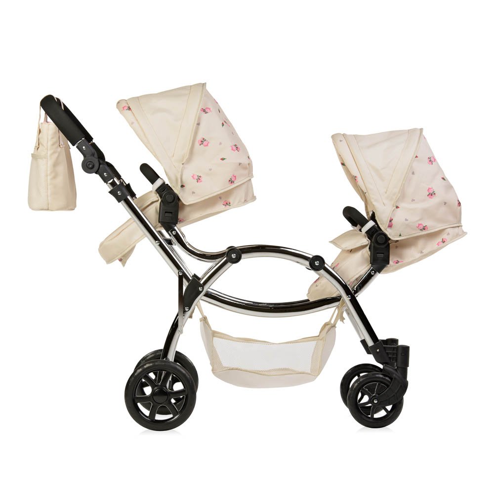 Roma Darcie Dubbele kinderwagen voor poppen - crème