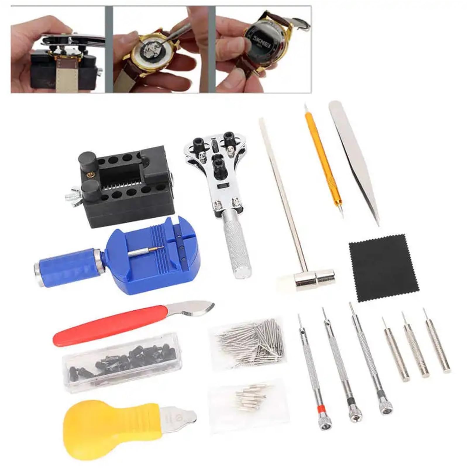 Kit De ReparacióN De Relojes Kit de reparación de Relojes, Kit de Herramientas de Ajuste de Correa de Reloj de Repuesto, Pilas for Reloj Profesional, 147 Uds.