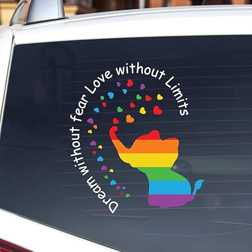 Miniatura 2 de Calcomanía de elefante con texto en inglés "Dream Without Fear Love Without Limits Elephant", calcomanías bisexuales para automóvil, calcomanías