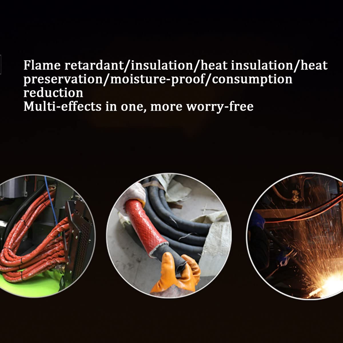 Manguitos Trenzados aislantes, Fibra de Vidrio recubierta de Silicona y protegida contra el Calor for mangueras y cableado eléctrico de 1 m(100mm)