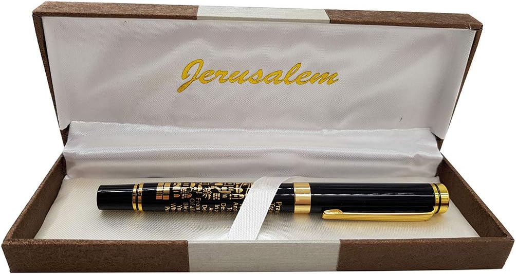 TALISMAN4U Fine Ballpoint Pens With Traveler's Prayer Engraved Gold Jerusalem Holy Land Gift Pen With Presentation Box
