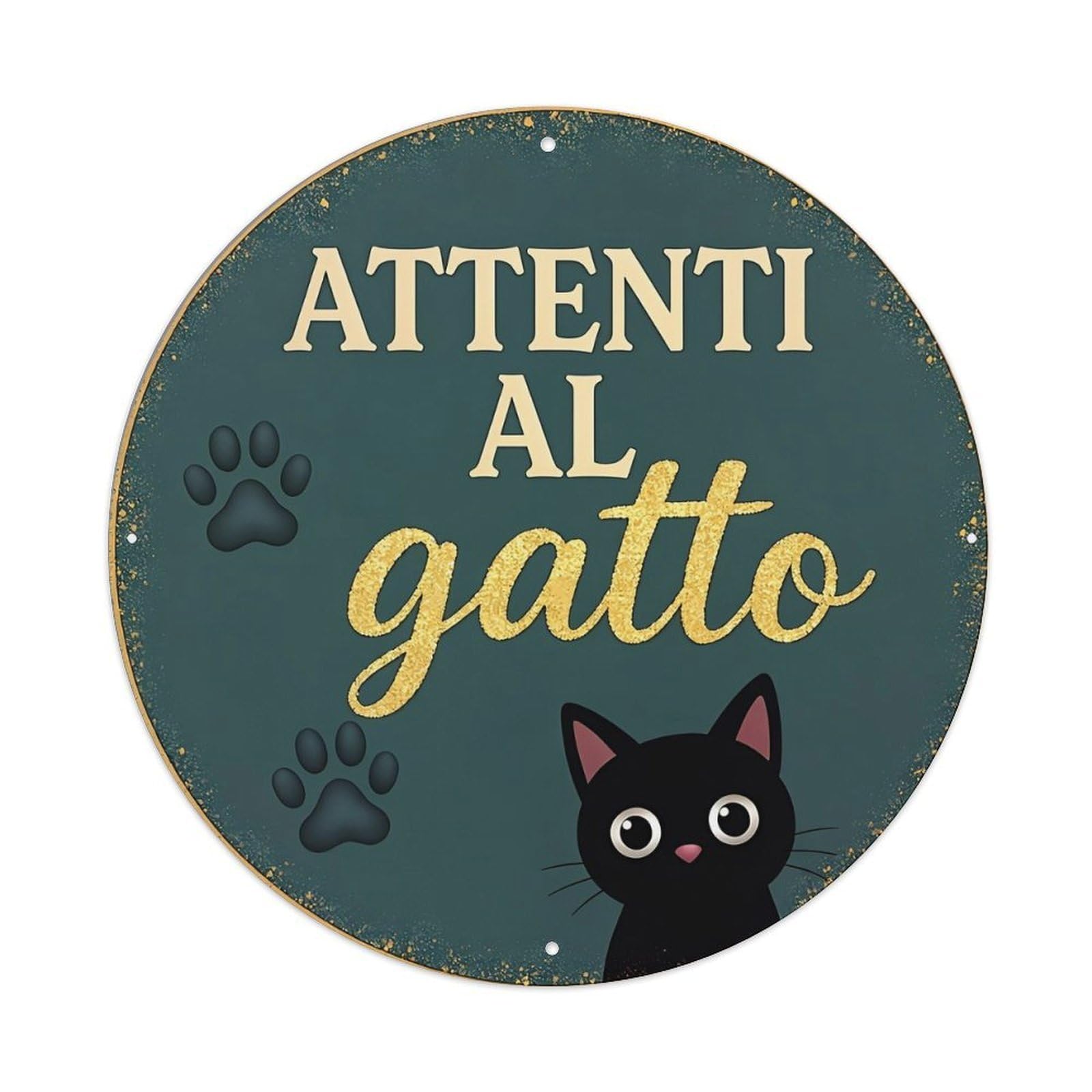 Attenti Al Gatto Cat Paw Metal Tin Sign Plaque