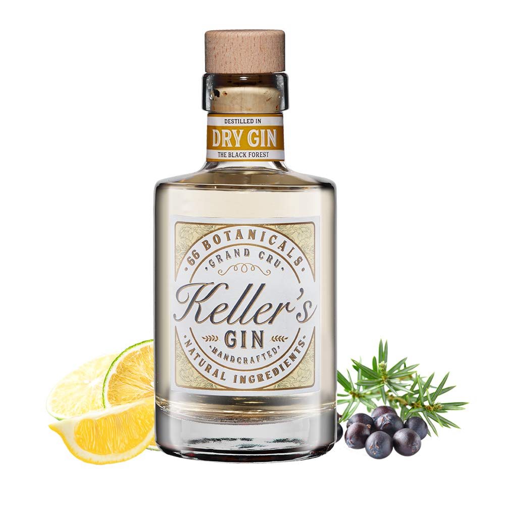 Keller’s Dry Classic Gin (1 x 0,5 l), vielseitiger Premium Gin aus 66 Botanicals - 40% vol. Alkohol
