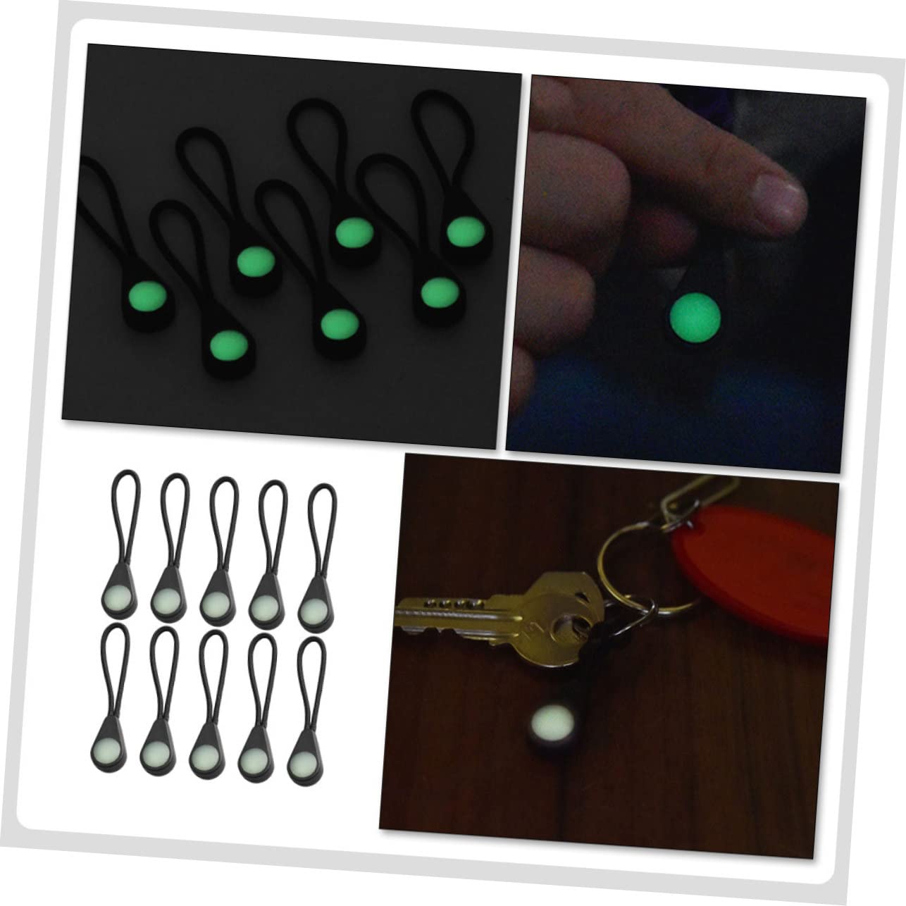 Veemoon 4sets Zipper Pull Replacement Luminous Zipper Pullers Portable for Coats Bags 10pcs*4