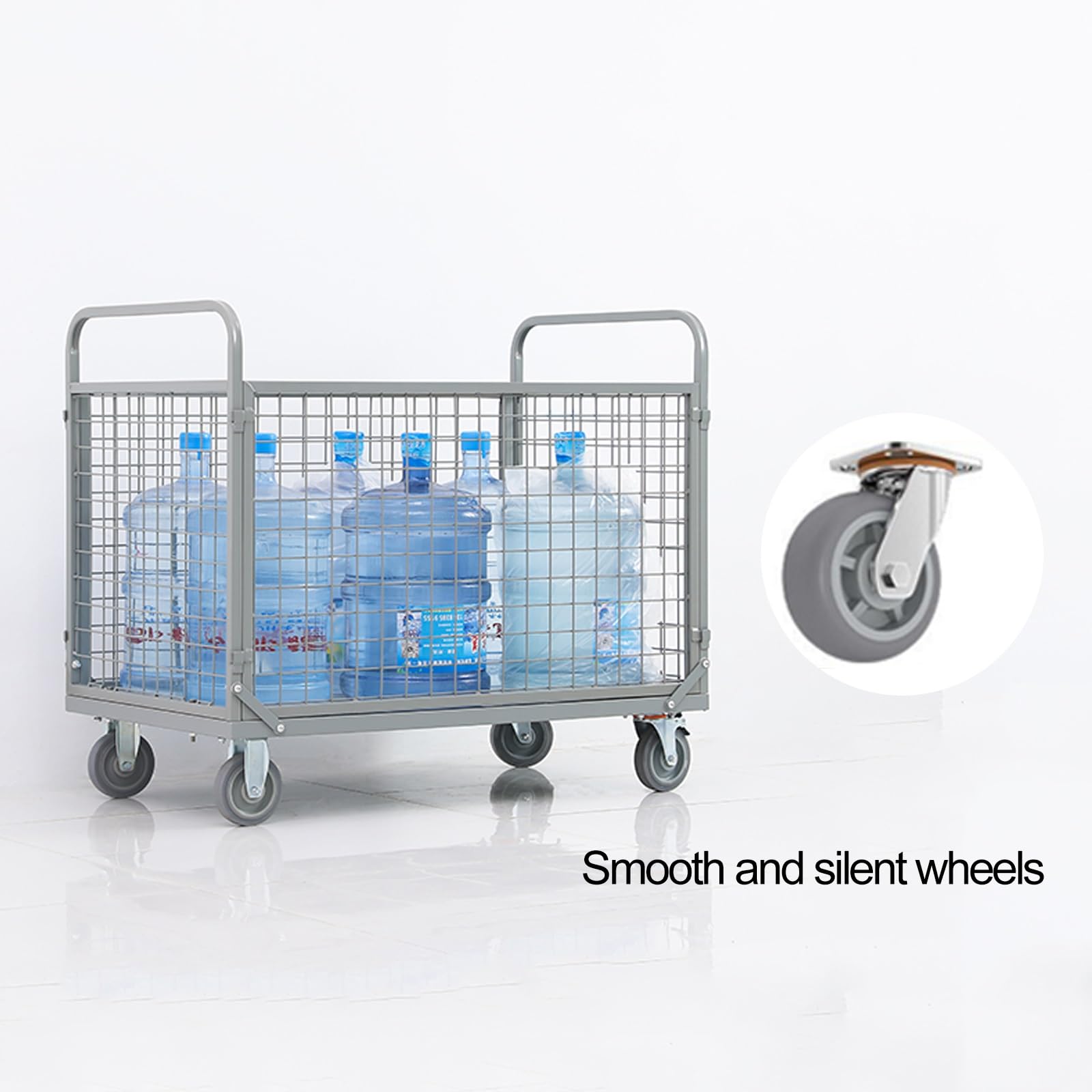 Chariot à plat pliable robuste en acier, capacité de 200 kg, 4 roulettes pivotantes – Idéal pour entrepôt, épicerie, transport de jardin et mobilité facile