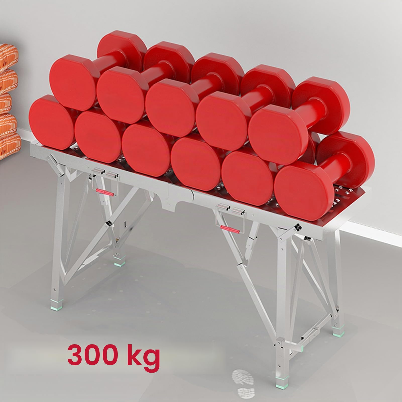 Plataforma de Trabajo, Escalera Plegable, Andamio de Aluminio Resistente con Pies Antideslizantes y Bloqueo de Seguridad,300kg Carga Máxima