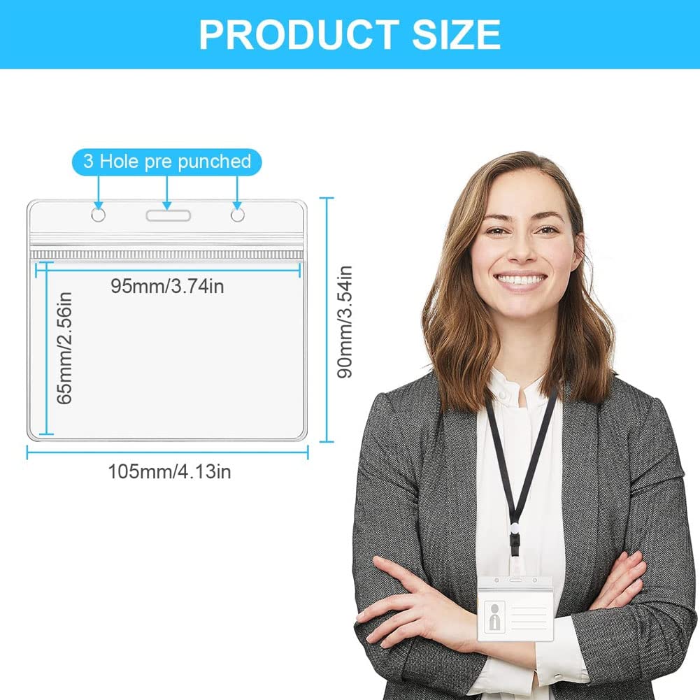 Vicloon Badge Id Tarjeta, 10pcs Soportes para Tarjetas de Horizontales de Plástico Transparente, Impermeables y Resellables, para Tarjeta de Estudiantes, Tarjeta de Visita, Tarjeta de Autobús