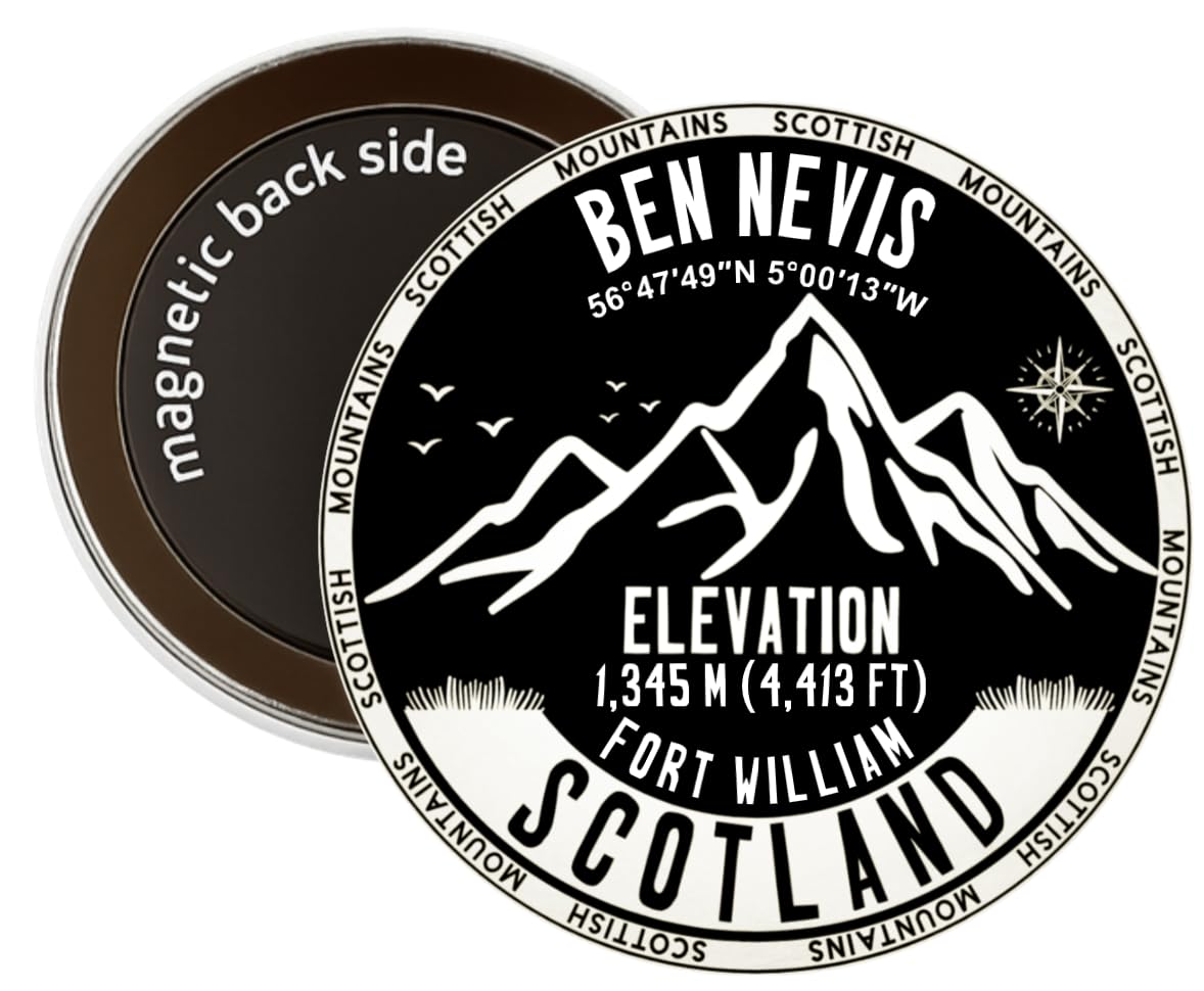 Nomad Charging Box Black Ben Nevis Scotland Round Decorative Fridge Magnet (Black)