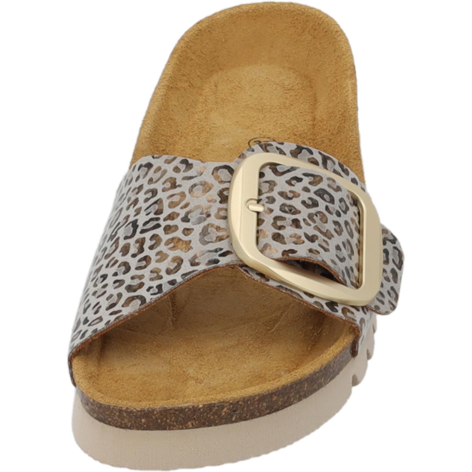 Palado Damen Pantoletten Malta MGS MP Wildcat - Sandalen Made in Spain - elegante Hausschuhe mit Kork-Fußbett - Sommerschuhe mit Animal-Print
