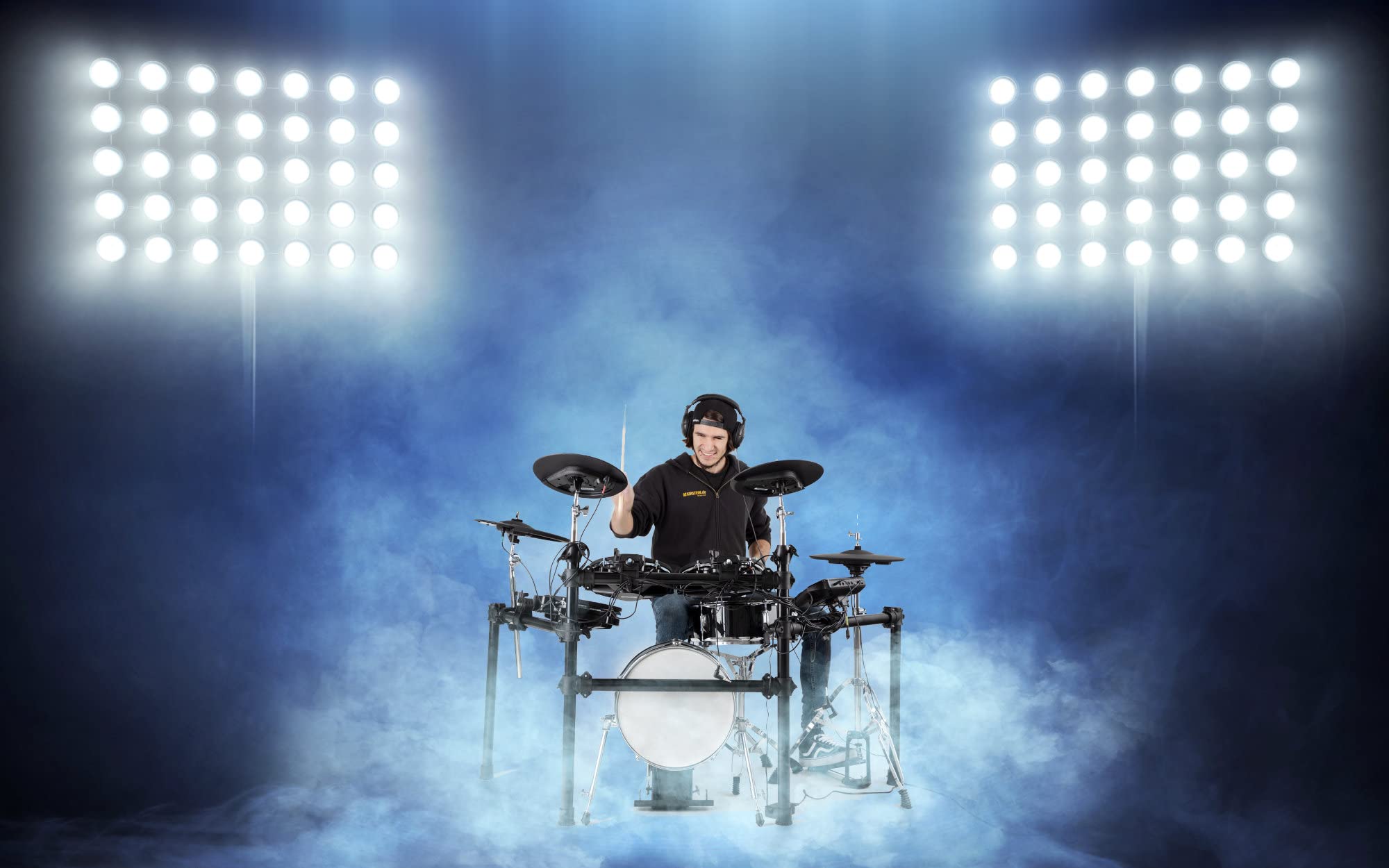 XDrum DD-650 Mesh E-Drum Kit Set, Set de Batería Electrónica, Módulo | Batería electrónica con parches mesh de doble capa, 1x pad de caja dual-zone de 14" con caja de madera, Metrónomo integrado
