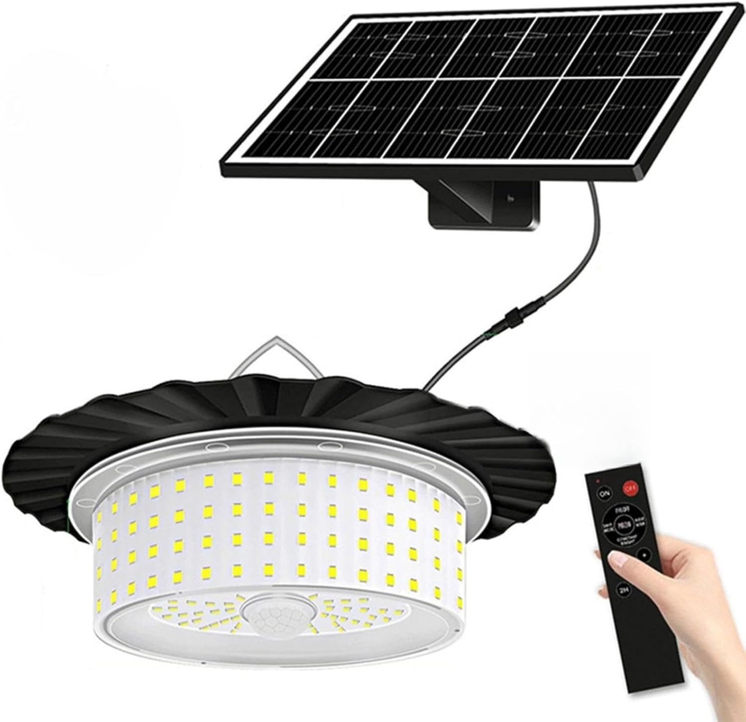 2025 Upgraded Solar Pendant Light,2025 Upgraded Solar Shed Lights Indoor with Moving Sensor for Summer, 244 LED 360° Waterproof Floodlight with Remote Control for Shed, Camping, Gazebo, Patio, Tent