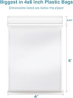 Vista 2 de 4 x 6 pulgadas, 200 bolsas de plástico transparente de 2 mil con cierre de cierre resellable para fotos, joyas, panadería, golosinas, viajes
