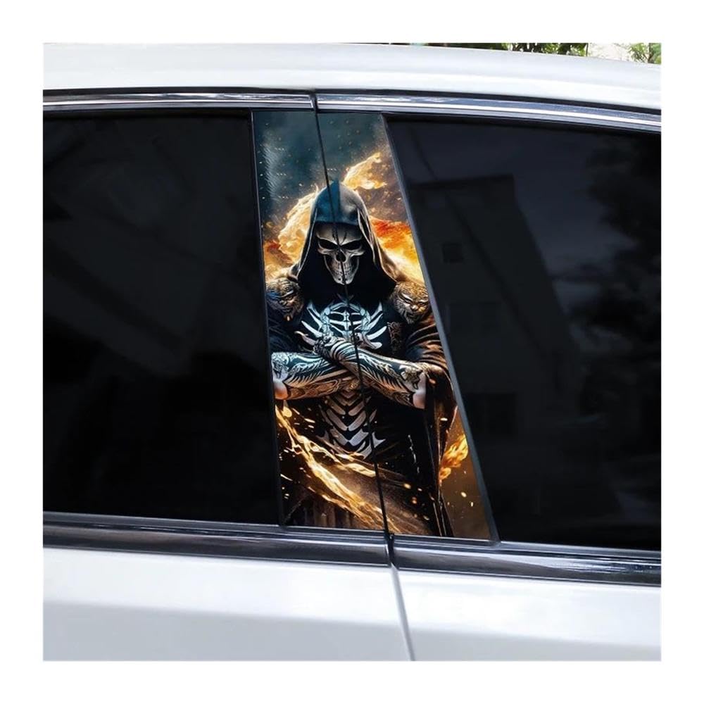 Body Parts 2pcs Horror Skull Car B-Pillar Decals(H)
