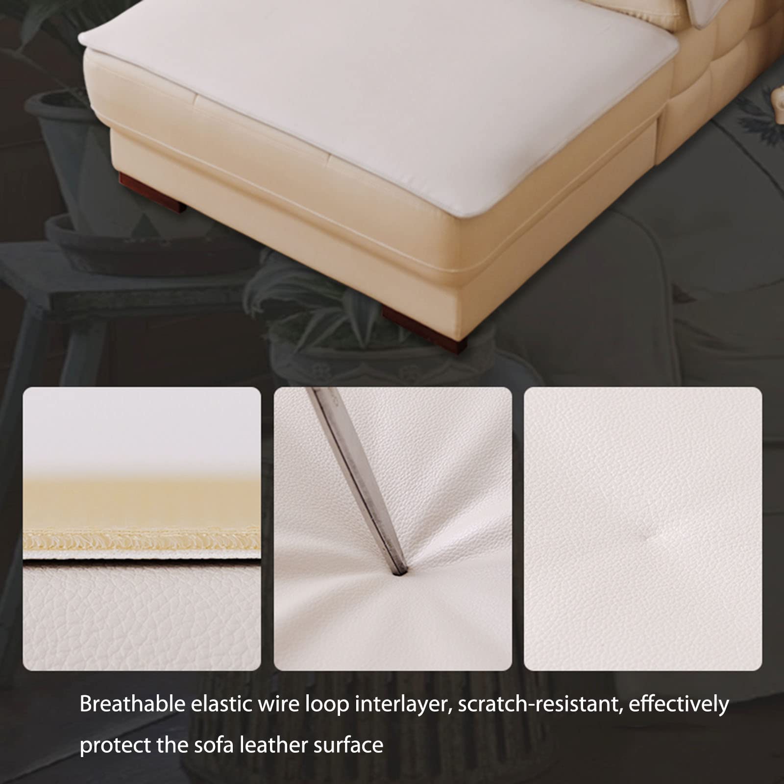 Rutschfester Sofabezug aus Leder, Sofa überzug in l Form 2 3 sitzer ecksofa Sofaüberwurf Couch überzug für Haustiere, Liegebezug für Wohnzimmer-Beige 60x150cm/24x59 Zoll