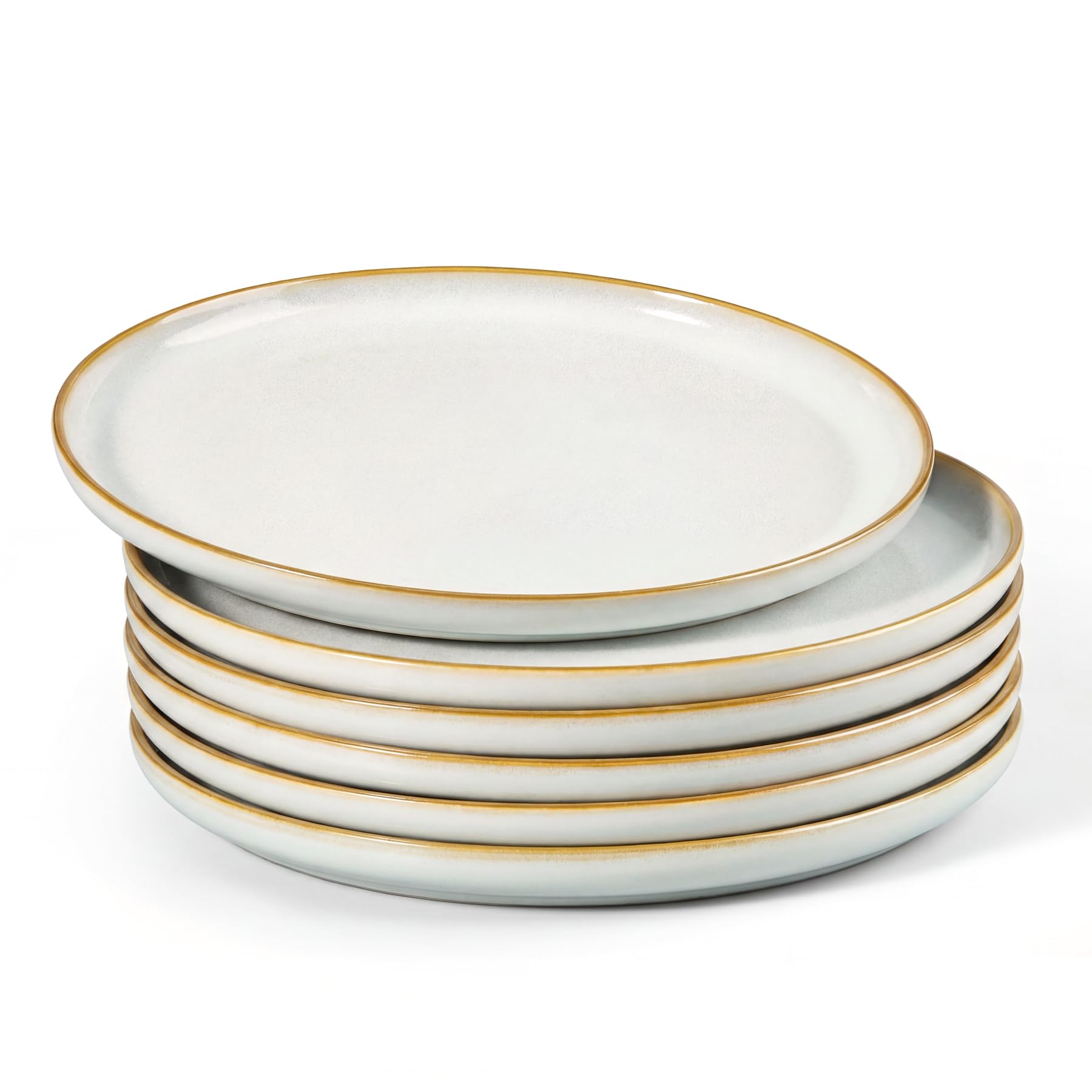 HaWare Lot de 6 grandes assiettes rondes en céramique émaillée réactive de 26,7 cm pour maison, restaurant, résistantes aux éclats et aux rayures, passent au micro-ondes et au lave-vaisselle, blanc