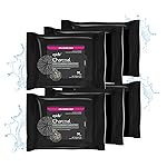 Epielle Charcoal Makeup Remover Wipes, Pore Cleaning Facial Cleanser Towelettes, Purifying & Detoxifying, Remove Dirt, Oil, Waterproof Mascara, Stocking Stuffers, 30 Count (Pack of 6)