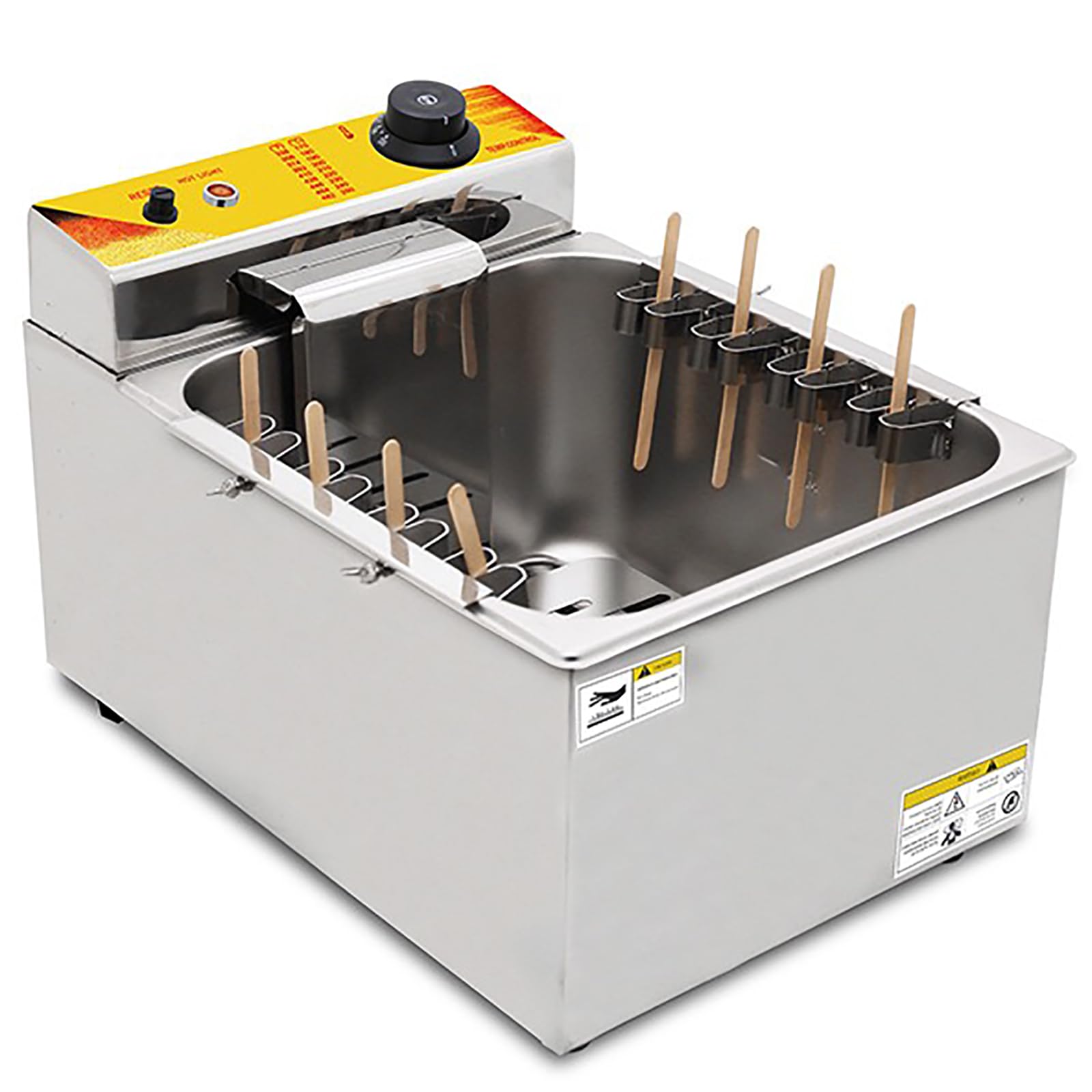Frytkownica komercyjna, 1900 W 12 l automatyczna serowa kiełbasa parówka grill kuchenka patyczki frytkownica, 8 szt. sprzęt do smażenia kiełbasek regulowana temperatura