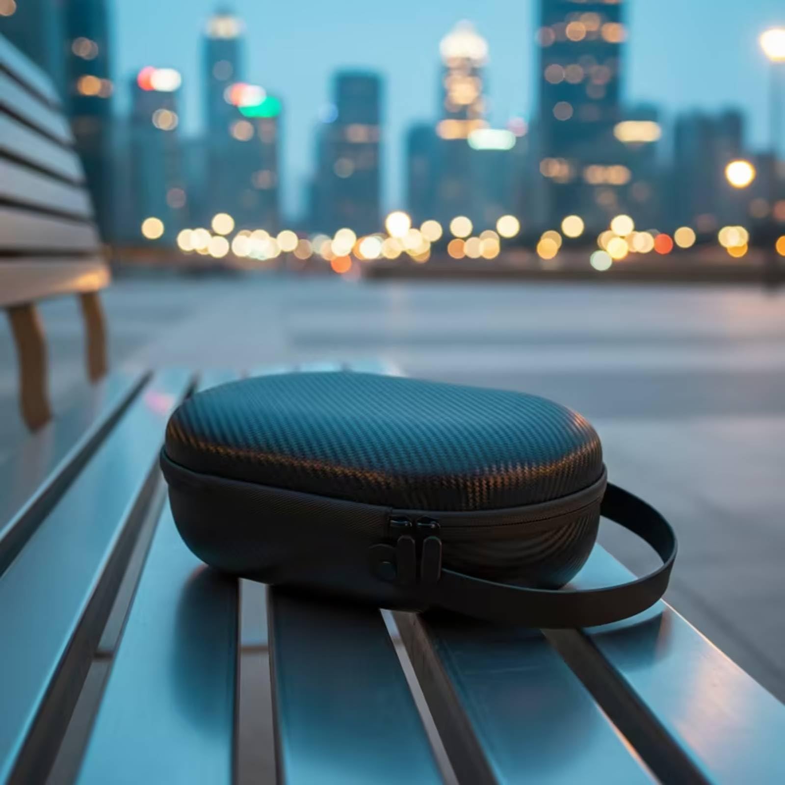 Qianly Custodia Rigida con Cerniera da Viaggio Custodia con Maniglia Resistente Agli Urti per Viaggiatori, Pendolari, Nero