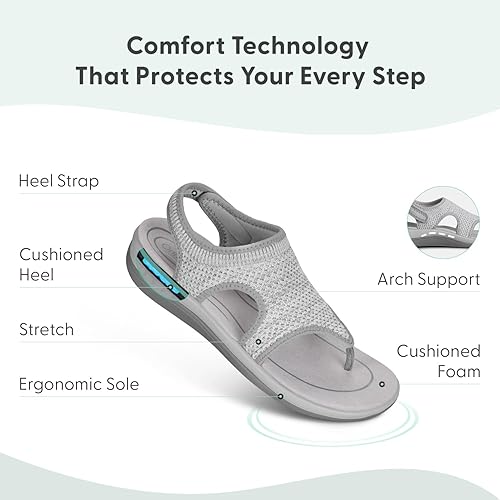 Miniatura 3 de Orthofeet Sandalias de soporte de arco para mujer, ideales para aliviar el dolor de talón y pies. Tejido de punto elástico con soporte de arco,