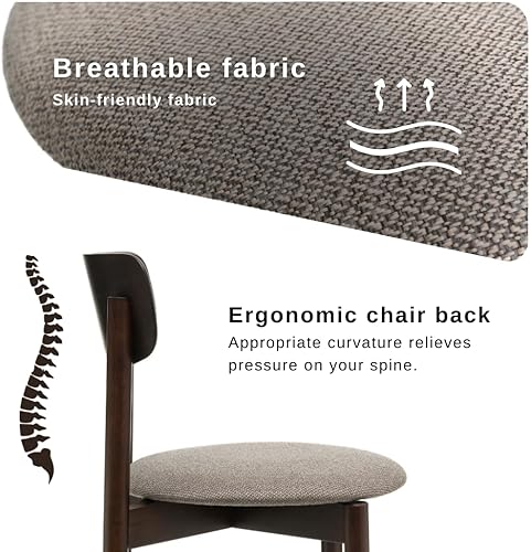 Miniatura 2 de BISCHAIR - Juego de 6 sillas de comedor de madera tapizadas de mediados de siglo modernas para muebles de habitación con diseño ergonómico duradero