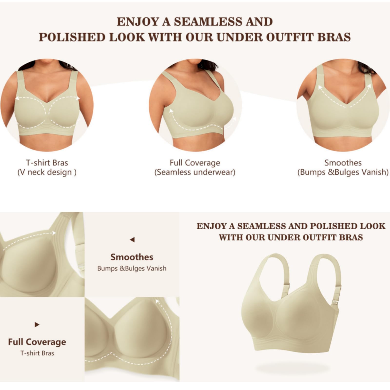 Set de 3 sujetadores para mujer «Jelly»: sin aros y con efecto push-up