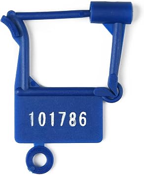Plastic Padlock Seals Tags Disposable Self-Locking Numbered Tag Tamper Proof Security Padlocks Lable for Water/Electricity Meter Luggage, Bag, Clothes, ShoseBlue,100pcs