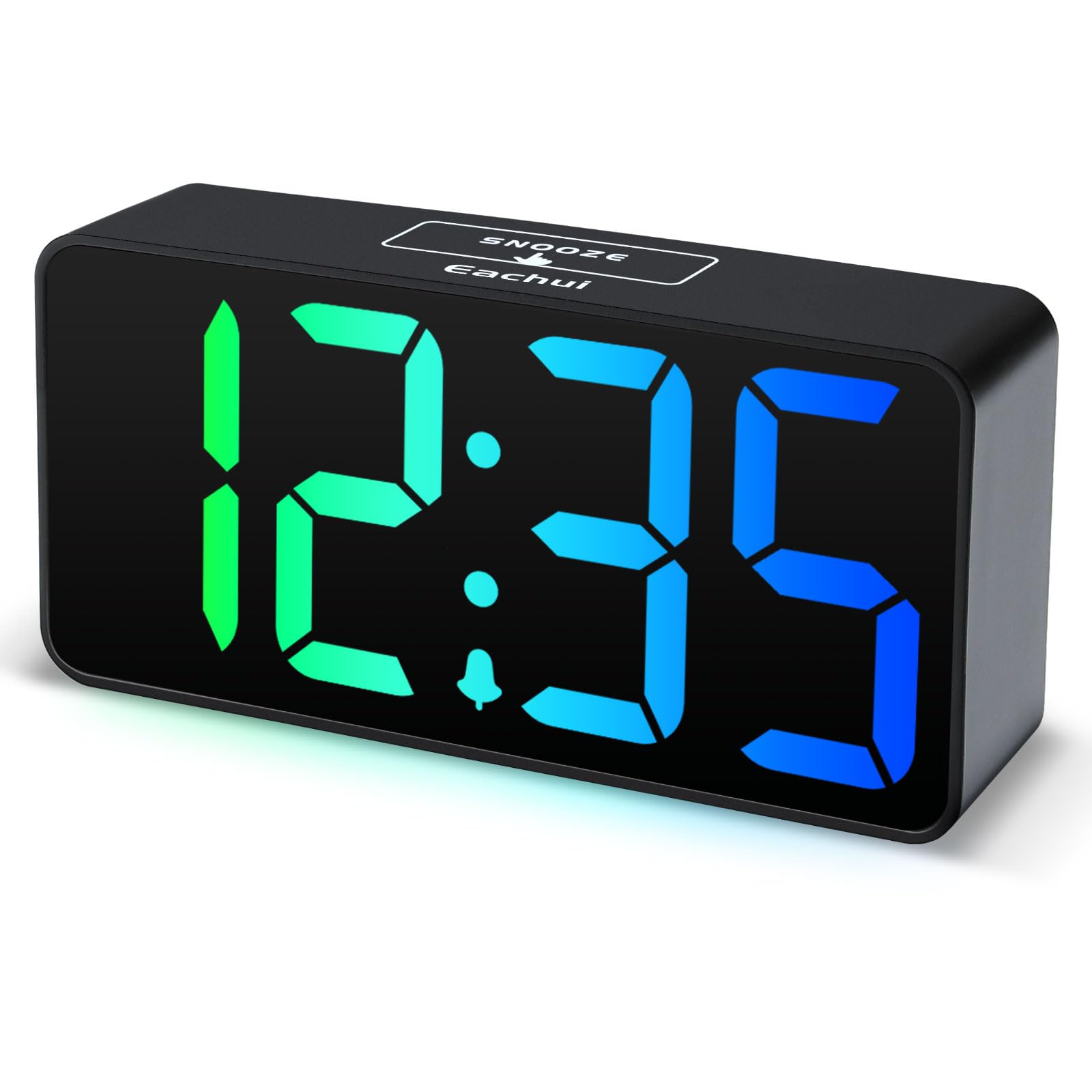 Eachui LED Wecker Digital RGB Farbiger wecker für Kinder mit USB-Ladeanschluss, Große Ziffern Display, Helligkeit und Lautstärke Regelbar, Snooze, 12/24HR, Netzbetrieben