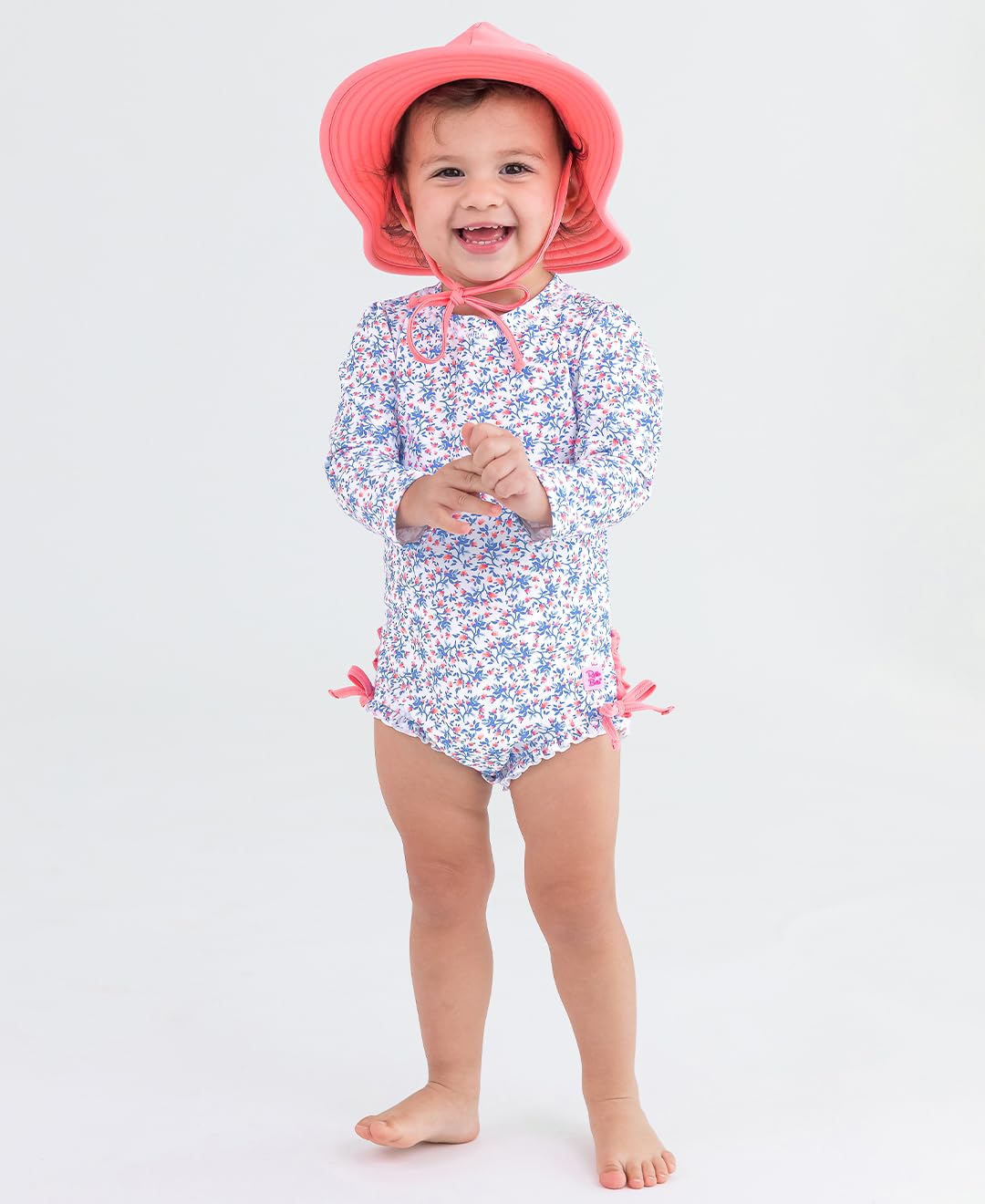 Ruffle Butts Long Sleeve One Piece Rash Guard - Pristine Blooms main image 0