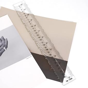 Acrylic Irregular Edges Ruler for Paper Tearing, 12" Measuring Tool | Acrylic, 1pc, both cm/inch measurment, 2 different irregular tearing shapes of each one, for school, drawing, gift