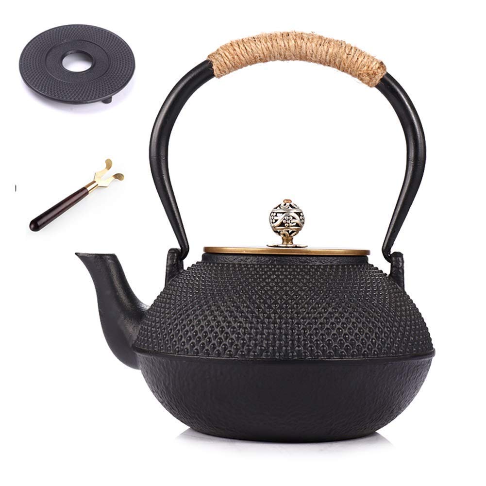 Czajnik Z Zaparzaczem Ceramika Duży, Żeliwny Czajniczek Z Izolacyjnym Uchwytem, Do Herbaty Sypkiej, Zdrowy Czajnik Do Herbaty Jako Prezent Czarny 13000 Ml Mocny