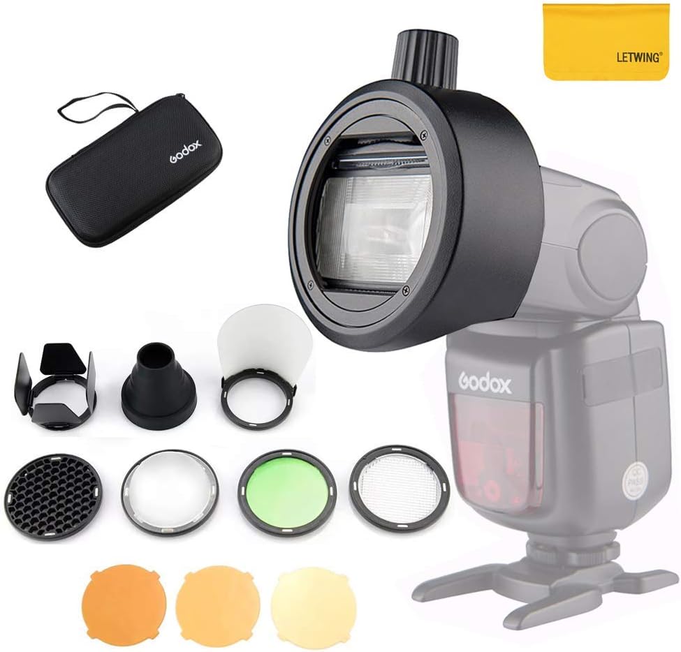 Godox AK-R1 Round Head Accessories with Godox S-R1 Adapter for Canon,for Nikon,for Sony Speedlight,for YONGNUO Speedlite and Godox V860II V850II TT685 TT600 Camera Flash