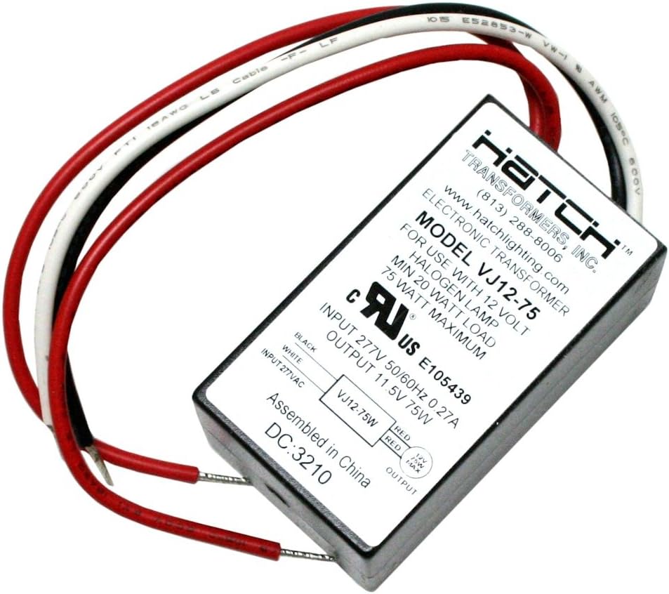 1- Hatch 01275, VJ12-75W 75 watt 277 volt Step Down Electronic Transformer Ballast