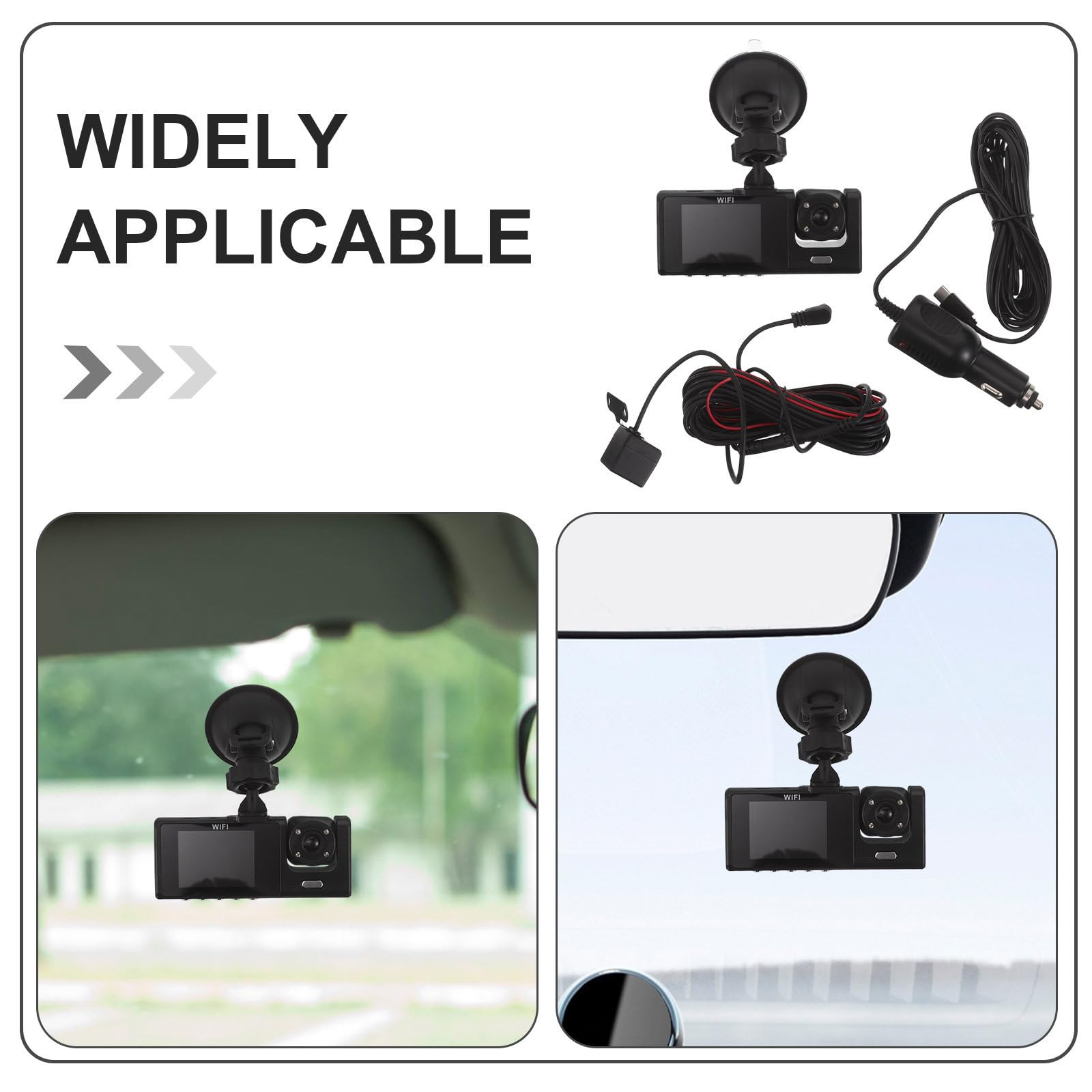 Cámara de Tablero Espejo Retrovisor Triple Lente 1080p HD GPS y Wi-fi