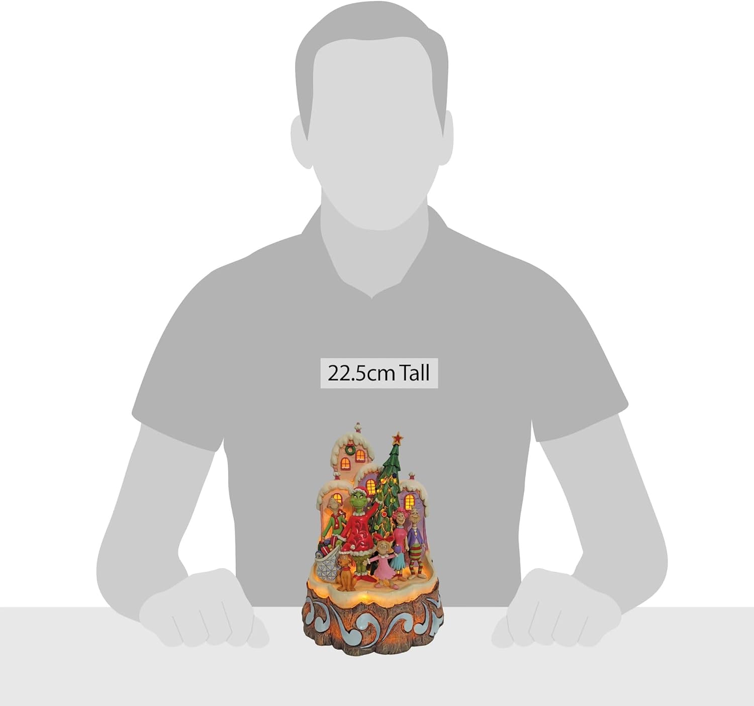 Enesco Jim Shore Dr. Seuss The Grinch Carved by Heart Lit Figurine, 8.86 Inch, Multicolor, Green